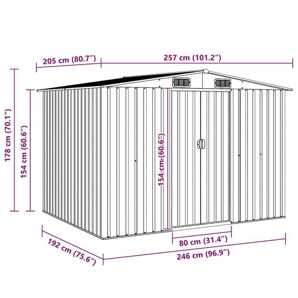 Garden Shed, Anthracite Steel, 257x205x178 Cm