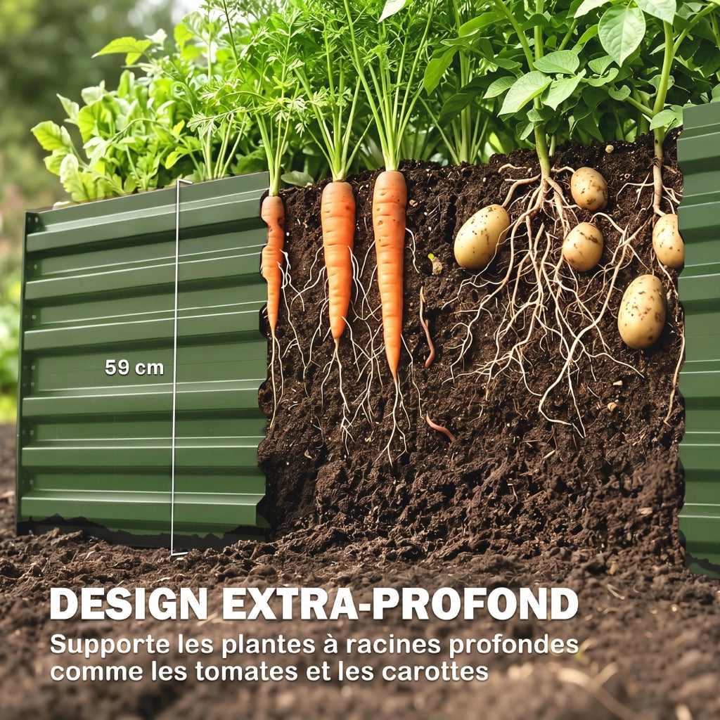 Carr¨¦ da giardino rettangolare ¨C zephmum ¨C grigio acciaio galvanizzato 180x90x59 cm