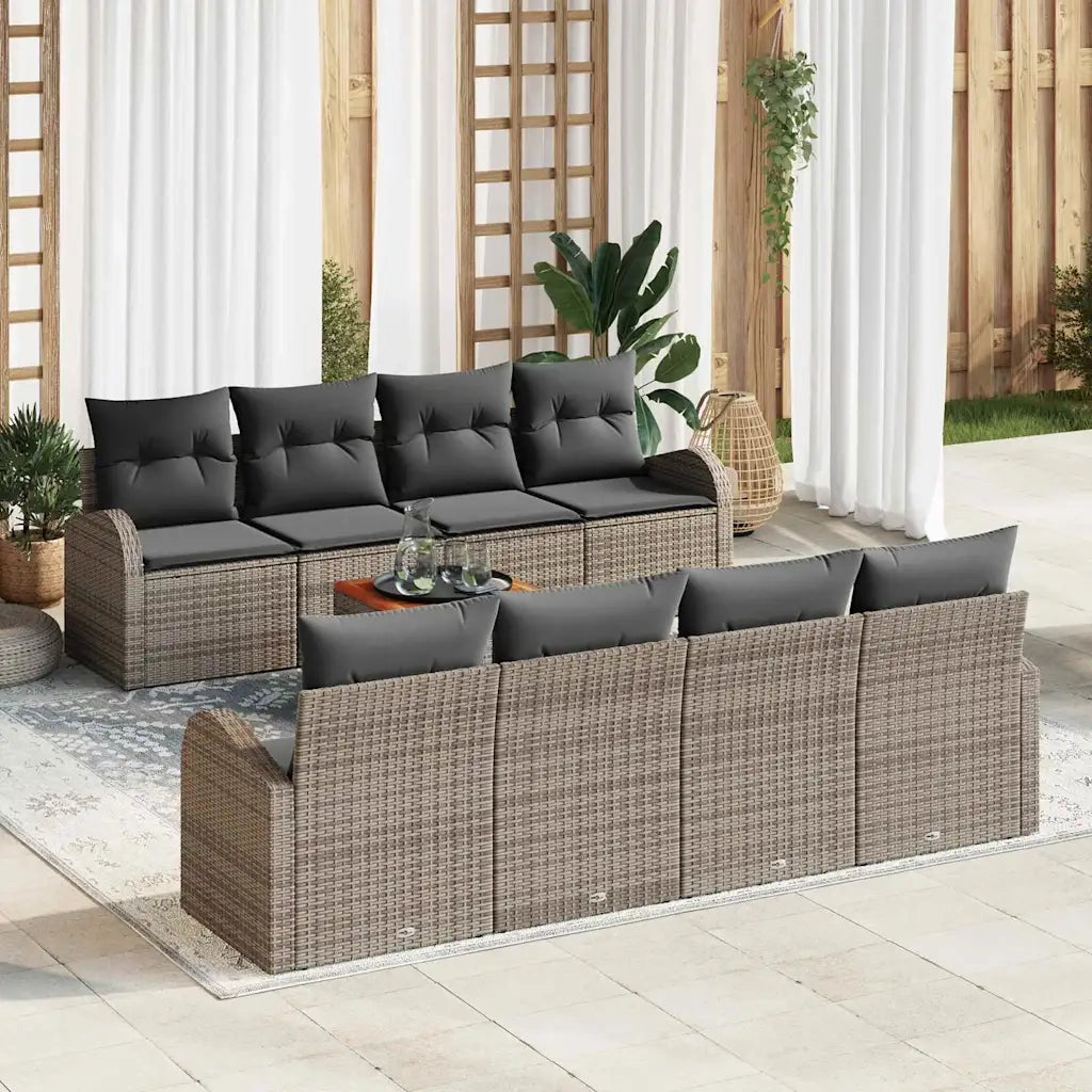 Set Divano da Giardino 9 pcs Grigio polyrattan 3356221