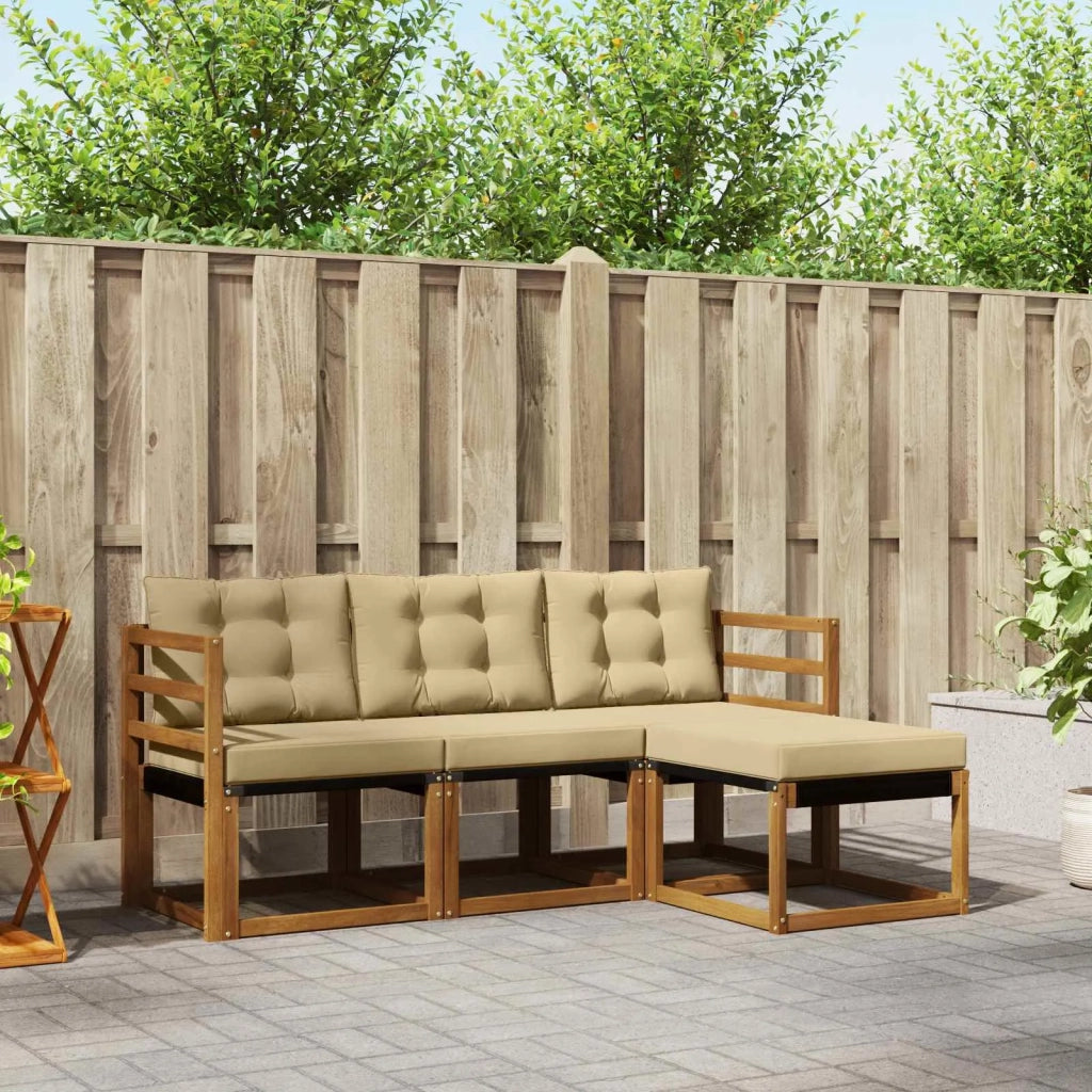 Set di divani da esterno con cuscino 4 pcs Naturale e Beige 3368536