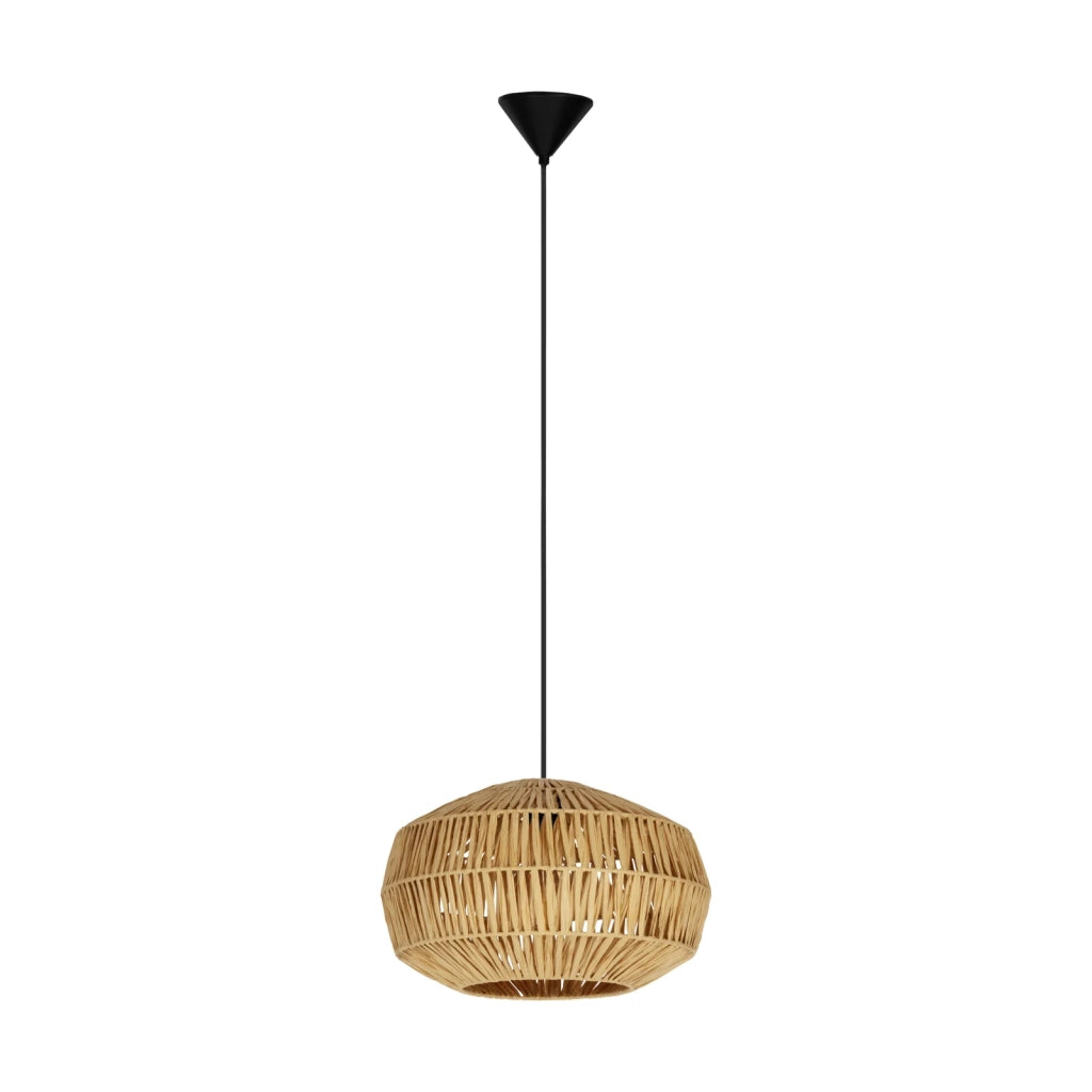 Sospensione Rustica Country Sheldon Acciaio Nero Legno Effetto Legno 1 Luce E27