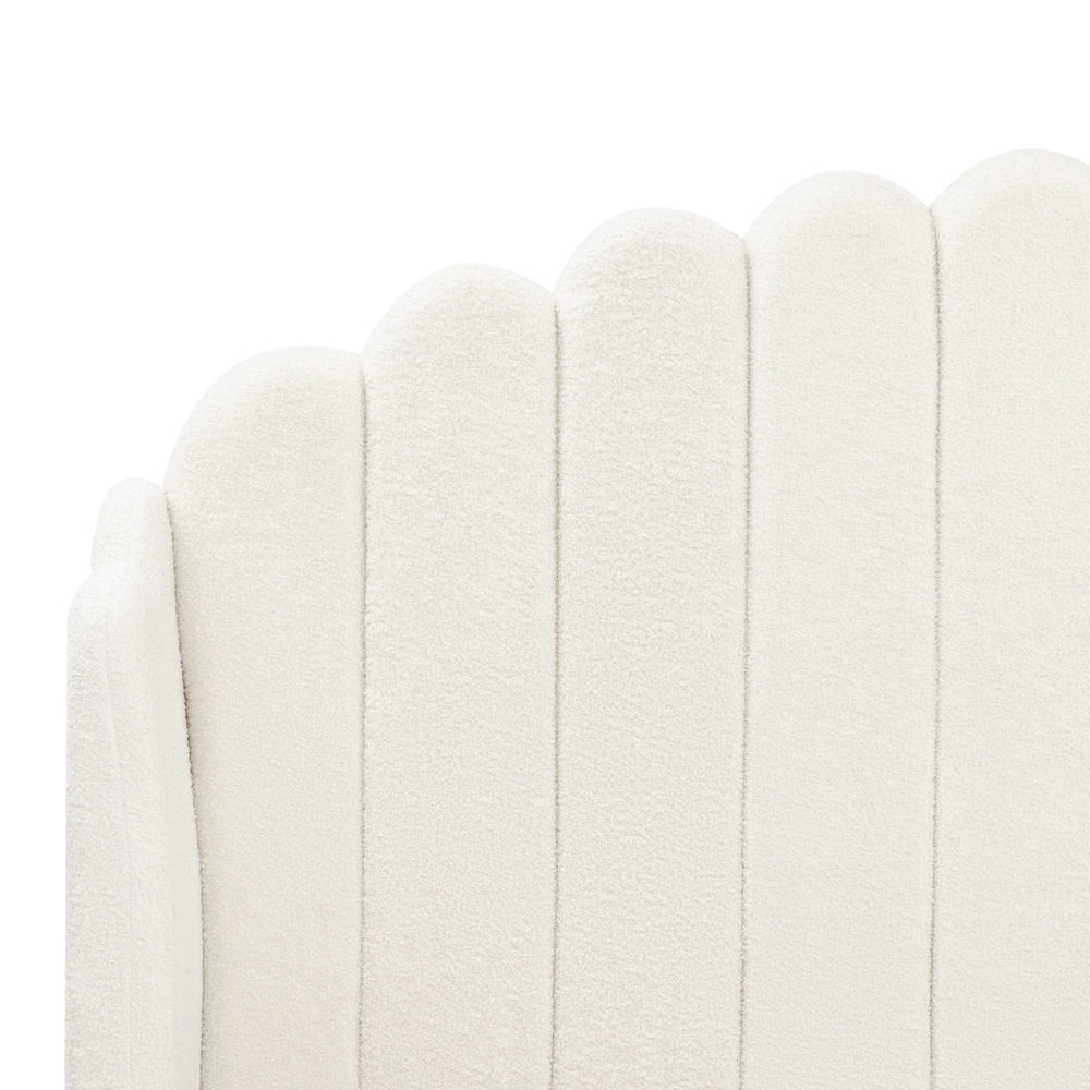 Letto matrimoniale con rete in tessuto bouclè bianco sporco 140 x 200 cm gambe in metallo testata retro capitonné