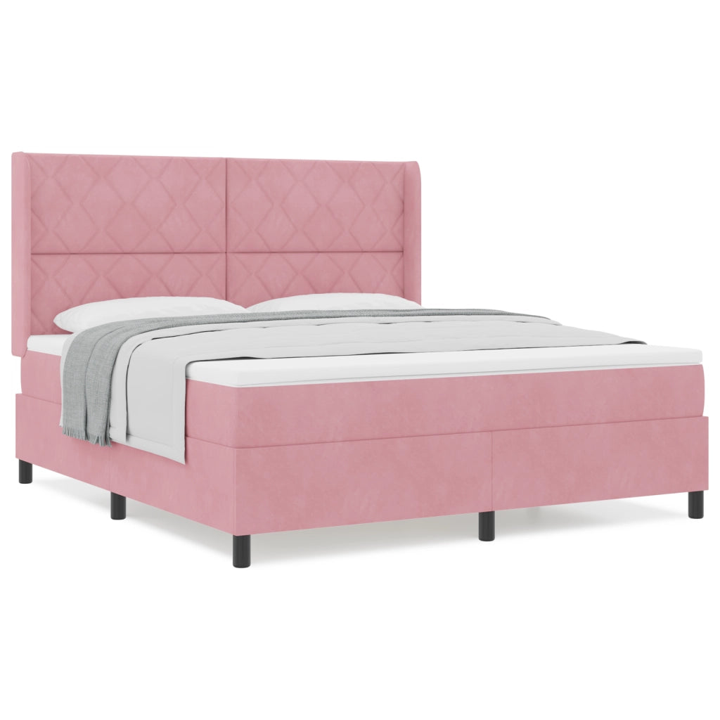 Letto Box Spring con Materasso Rosa 180x200 cm in Velluto