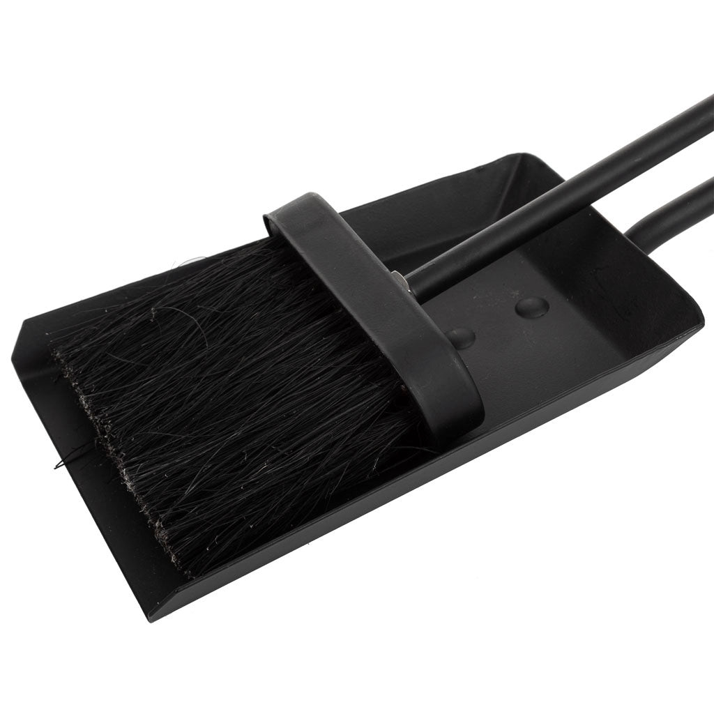 Scopino e paletta per caminetto in metallo nero 38x11x13h