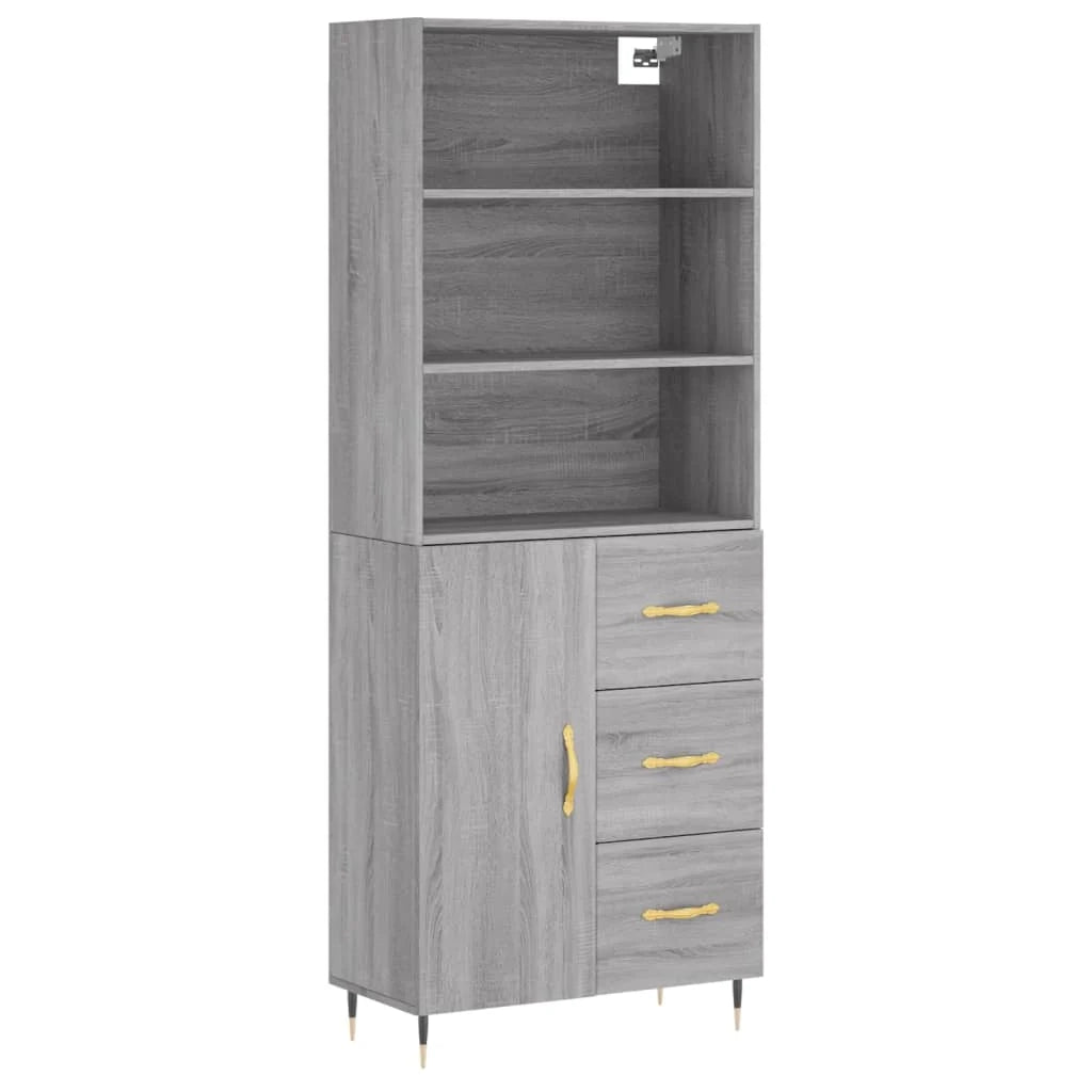 Buffet credenza cassettiera armadio mobile contenitore organizer cucina soggiorno salotto rovere Sonoma alto 69,5 x 34 x 180 cm legno ingegnerizzato grigio 02_0035482