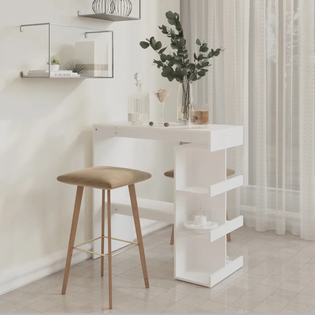 Tavolo da Bar con Ripiani Bianco 100x50x101,5 cm in Truciolato 809449