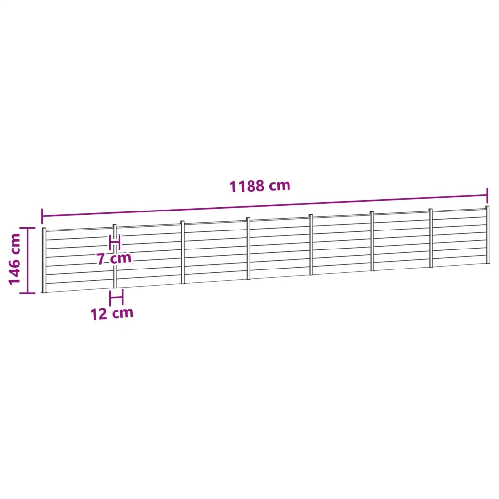 Pannello di Recinzione 7 pcs WPC e Alluminio Nero