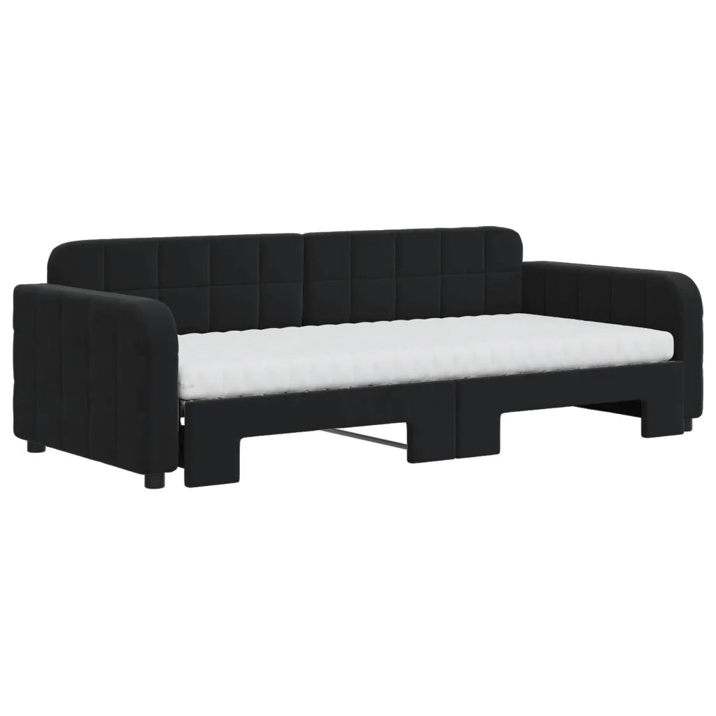 Divano Letto Estraibile con Materassi Nero 90x200 cm Velluto 3196957