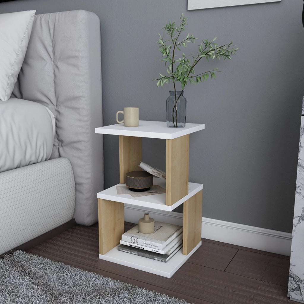 Comodino in legno "Carter" - 30 x 30 x 49 cm - Bianco