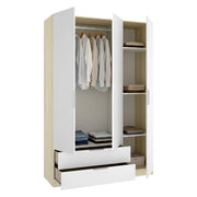 Armadio Camera da Letto Mayos, Guardaroba 3 Ante Appendiabiti, 51x137 cm Bianco