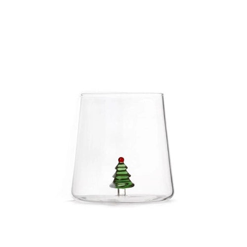 Bicchiere in vetro borosilicato 48 cl con decoro Albero di Natale