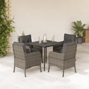 Set da Pranzo da Giardino 5 pz con Cuscini in Polyrattan Grigio 3211949