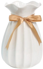 Vaso bianco 19 cm alto, vasi da tavolo moderni in ceramica per decorazione interna, vasi decorativi per pampas.