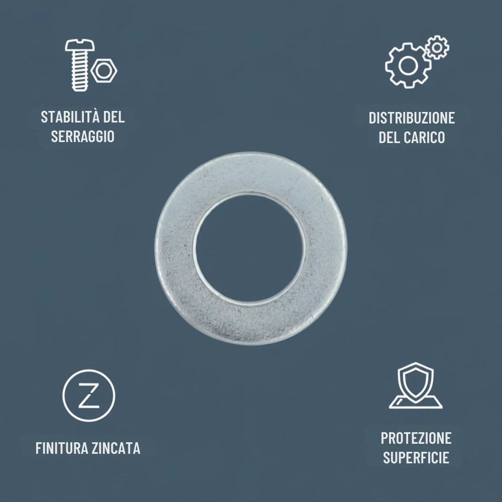Rondella piana zincata bianca Ø 12 mm pezzi 15