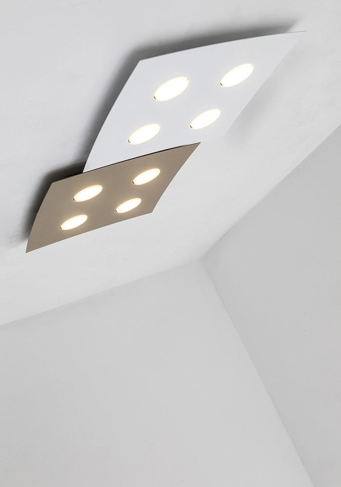 Plafoniera Spinnaker 4 elementi, lampada da soffitto e parete a LED, attacco GX53, design moderno, finitura bianca, IP20 - Rossini Group