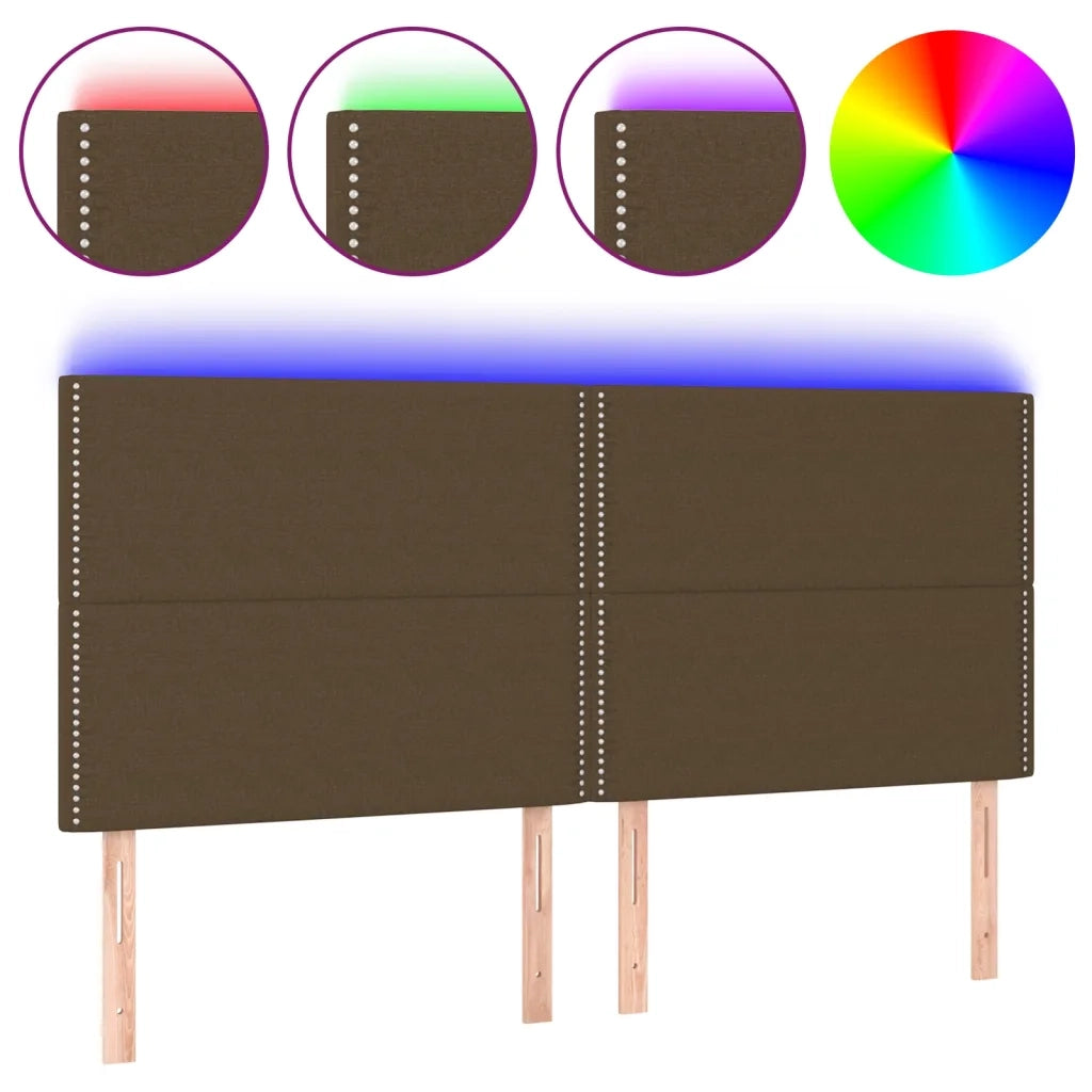 Testiera a LED Marrone scuro 200x5x118/128cm in Tessuto 3122309