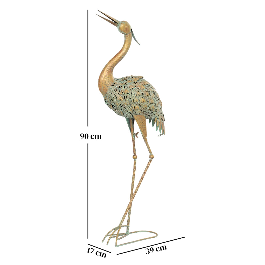 Statua Airone Giardino Esterno ¨C zephmum ¨C Metallo Multicolore 90 cm