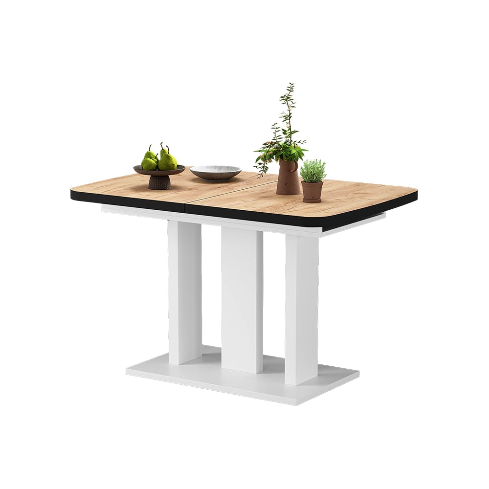 Vicco Tavolo da pranzo Estensibile Nero/Rovere Goldkraft/Bianco 120/160 x 80 cm 2 parti