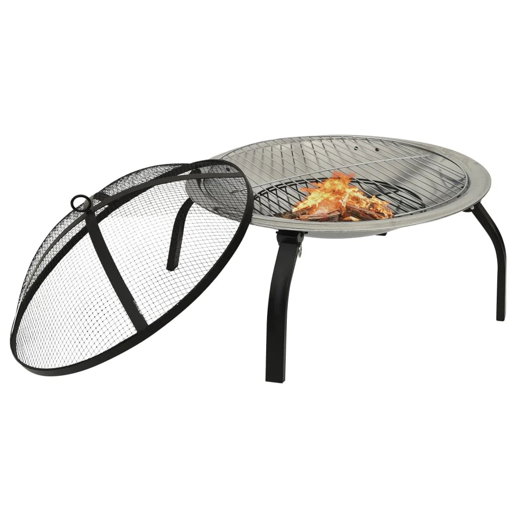 Braciere e barbecue con attizzatoio Camino 2 in 1 56 x 56 x 49 cm acciaio inox 02_0005916