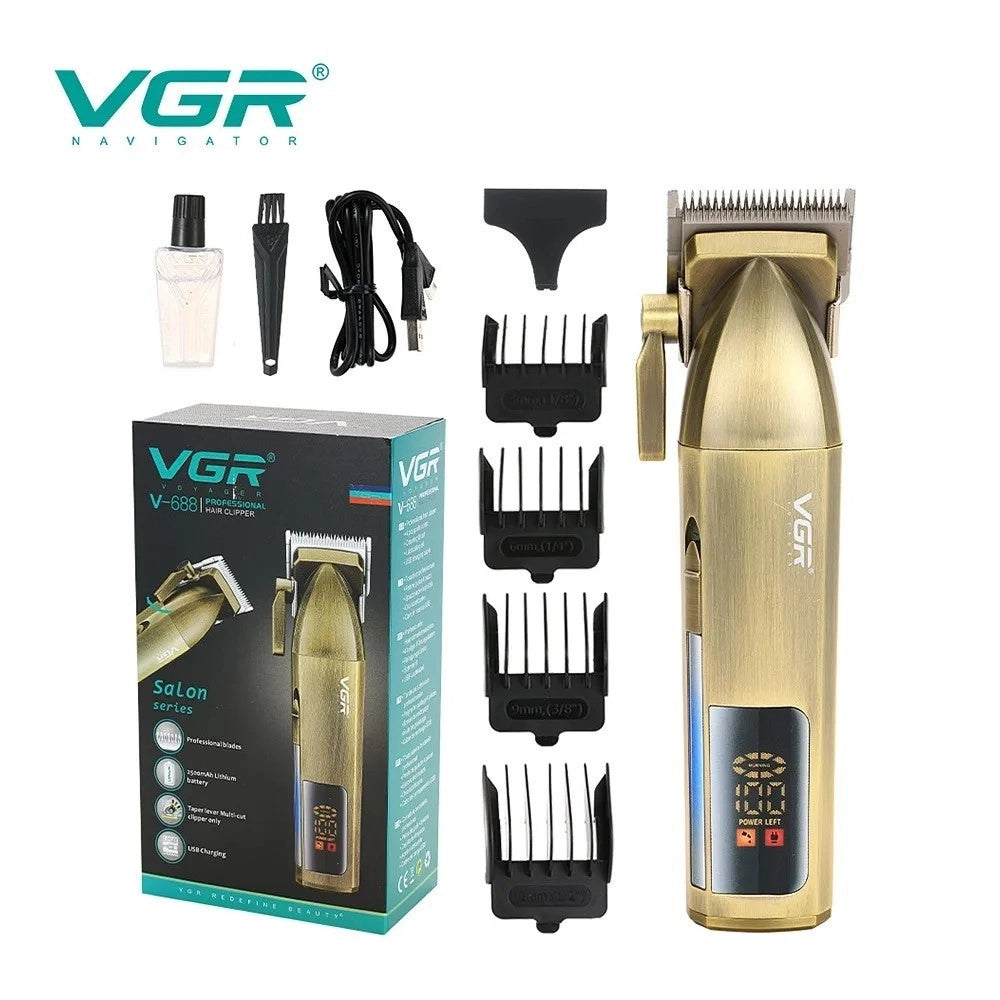 Trade Shop - Tagliacapelli Professionale Senza Fili Display Led A Batteria Ricaricabile V-688 -