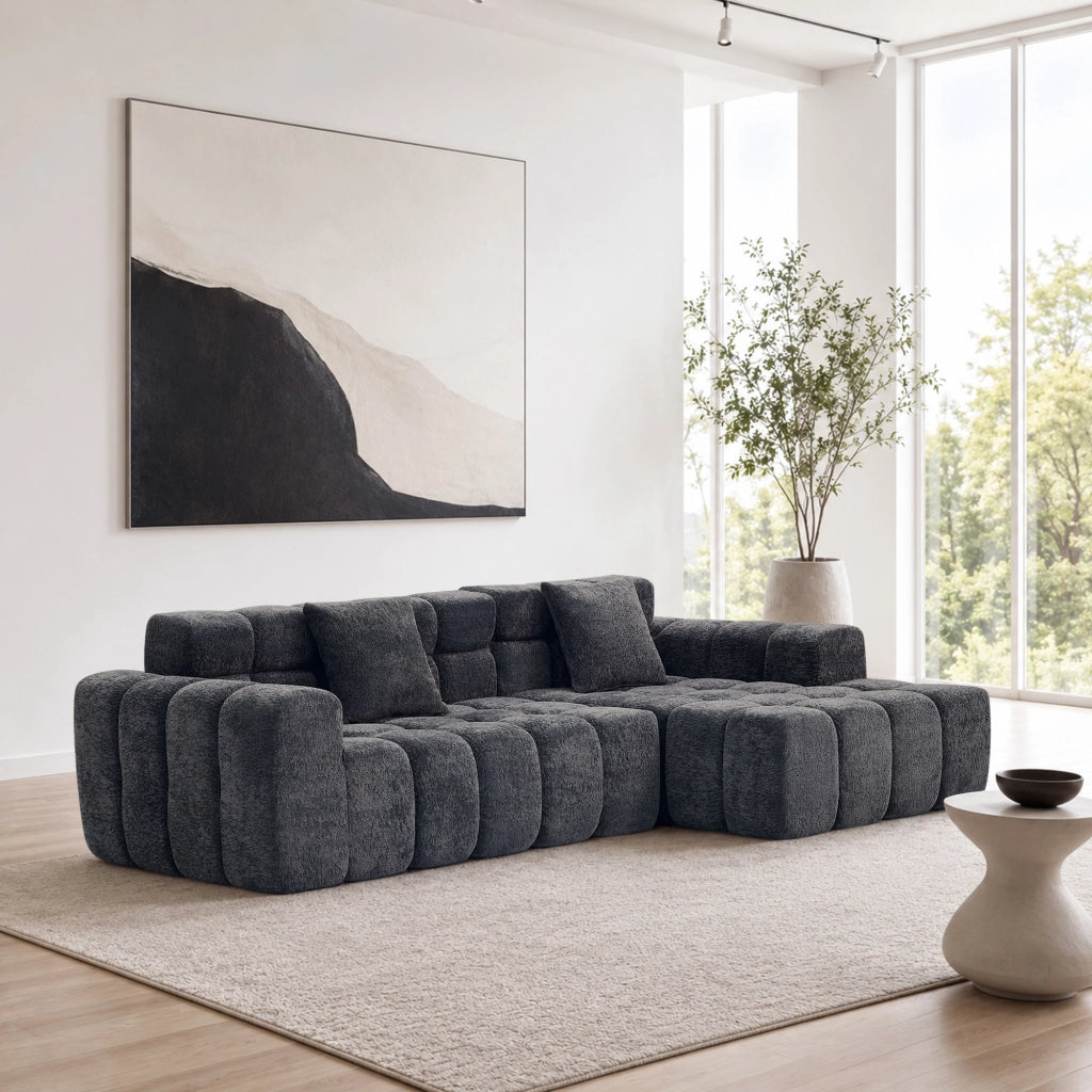 DIVANO Modulare 249,94 cm in Velluto Grigio Antracite