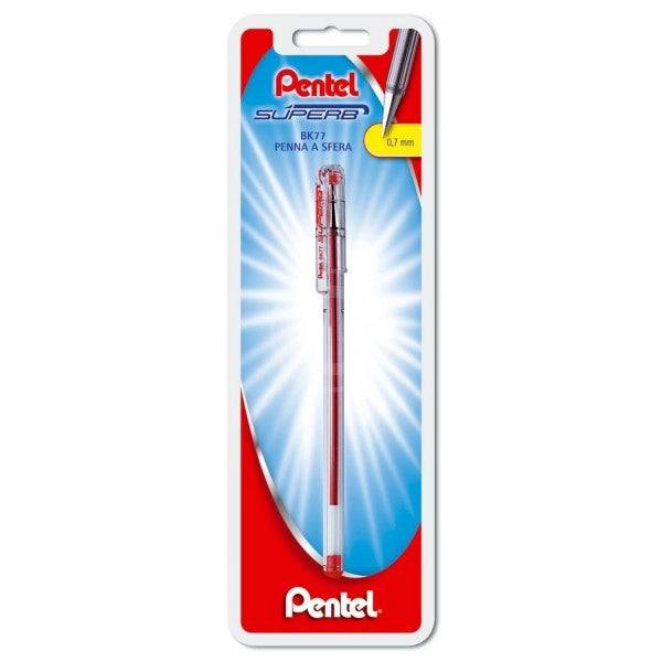 SUPERB PENTEL PENNA SFERA COLORE INCHIOSTRO ROSSO PUNTA 0,7 MM