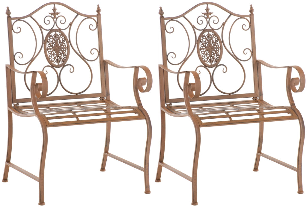 Set di 2 sedie da giardino Punjab con braccioli antico marrone