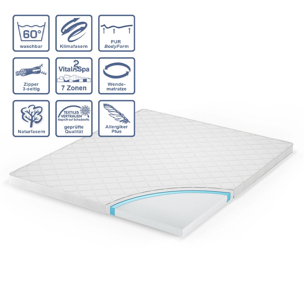 Vitalispa Сoprimaterasso Bianco 160 x 200 cm Lavabile, traspirante