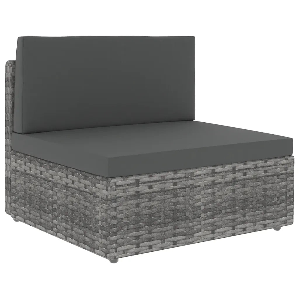 Set Divani da Giardino 9 pz con Cuscini in Polyrattan Grigio 3067176