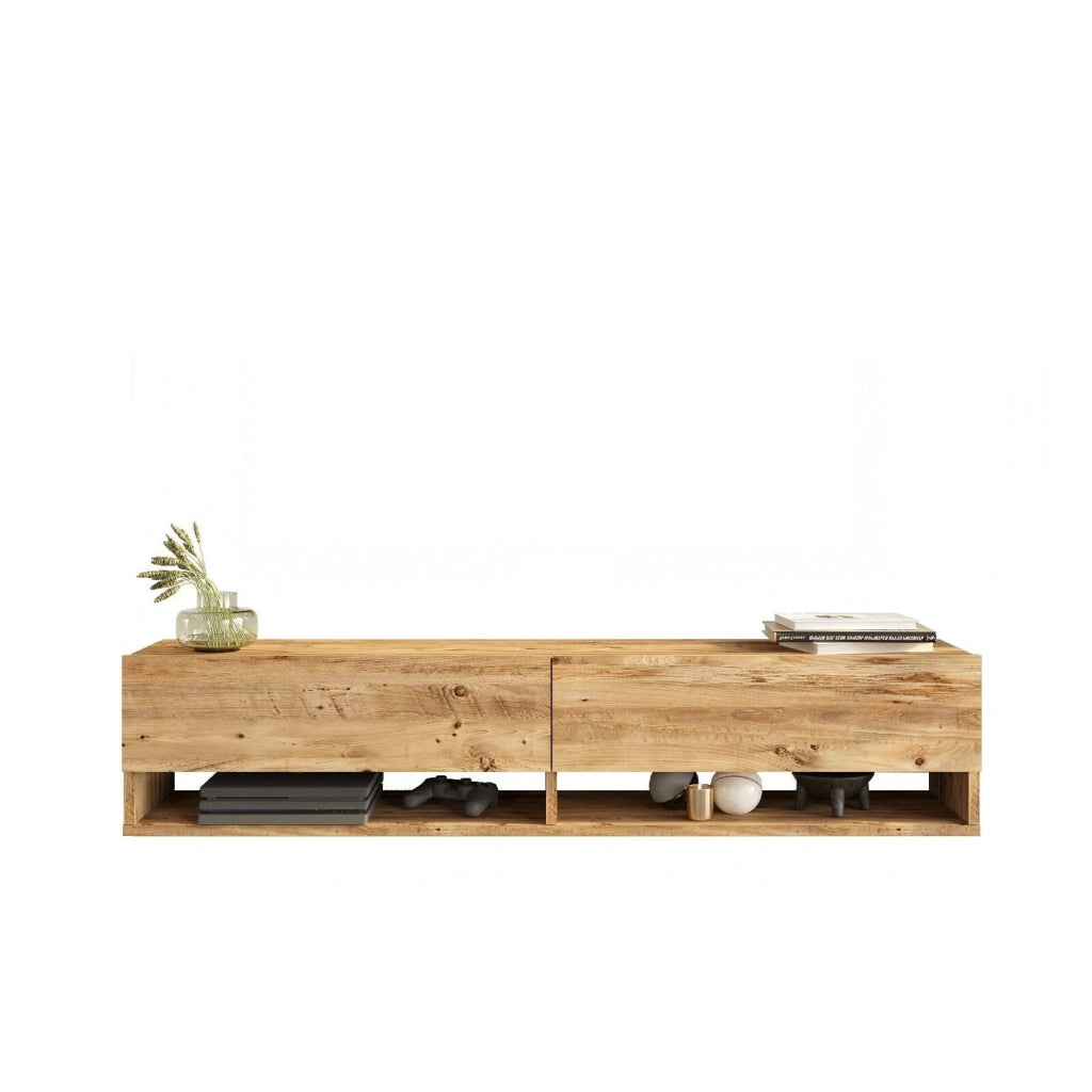 Veneto, Mobile Porta tv 3 Ripiani, 140x32x29h cm Marrone Quercia
