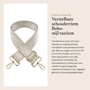 Cinturone Boho in Nylon Duro - Versatile 72-130 cm - Cinturone a Spalla con Fermo Cintura - Stile Boho - Con Fermo Cintura a Carabina - Maniglia in Oro Tashand - Cinturone in Nylon Duro - Cinturone con Cinturino a Spalla