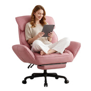 Sedia da ufficio ergonomica - Con corrimano e poggiapiedi - Con braccioli regolabili - Schienale regolabile - Rosa