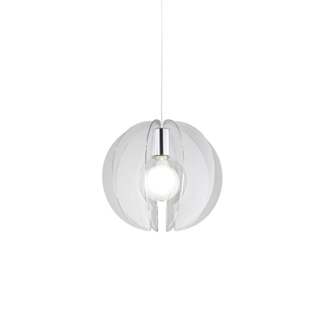 Sospensione Moderna Space Collection Polilux ® Trasparente E Metallo Cromo E27