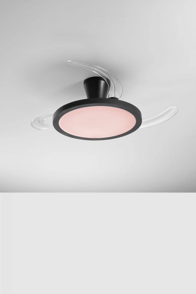 PLAFONIERA LED VENTILATORE CONDOR RETRATTILE NERO 46W 4050LM CCT DIMMERABILE RGB DIGITALE CON TELECOMANDO RF INCLUSO 24X49CM