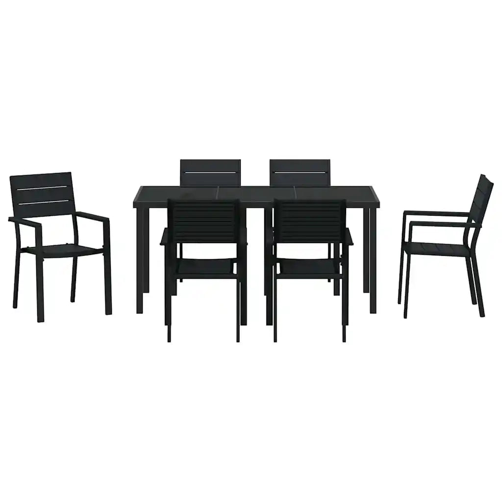 Set da Pranzo per Giardino 7 pcs Nero