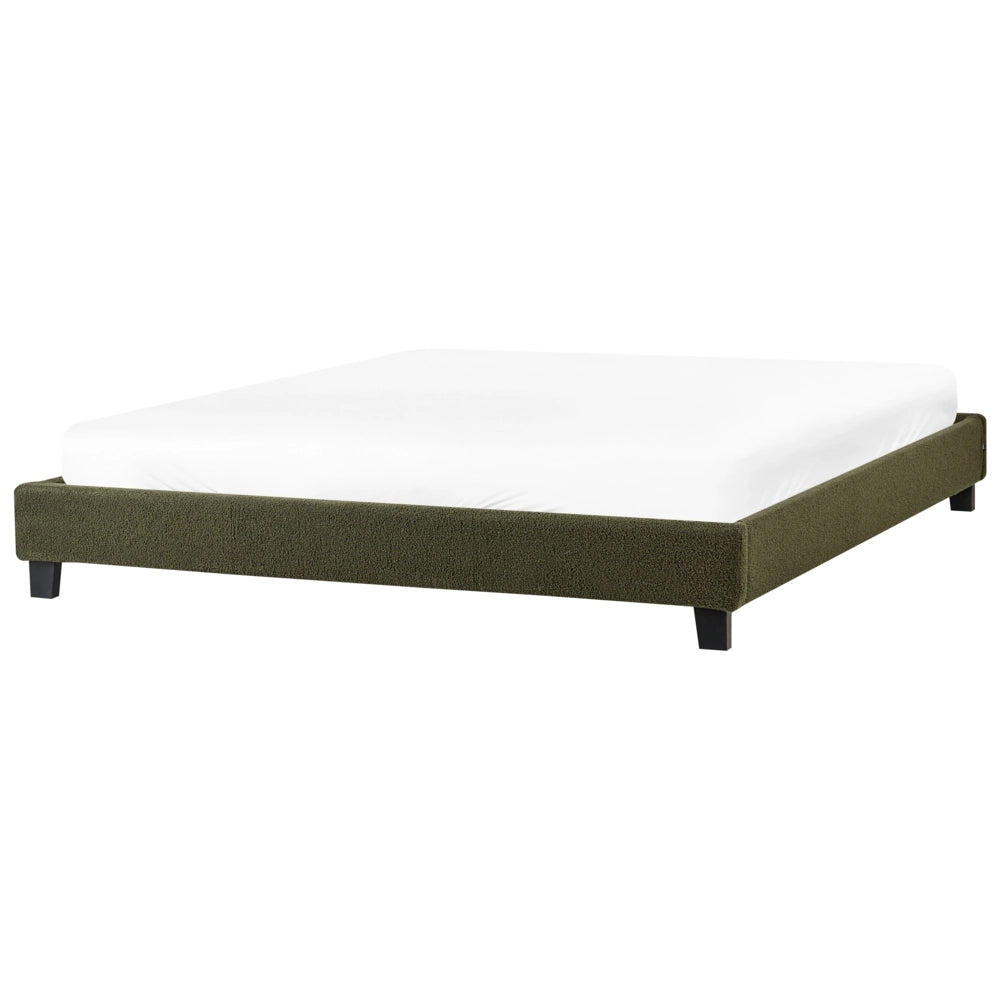 Letto matrimoniale in bouclé verde scuro con rete a doghe 180 x 200 cm stile moderno