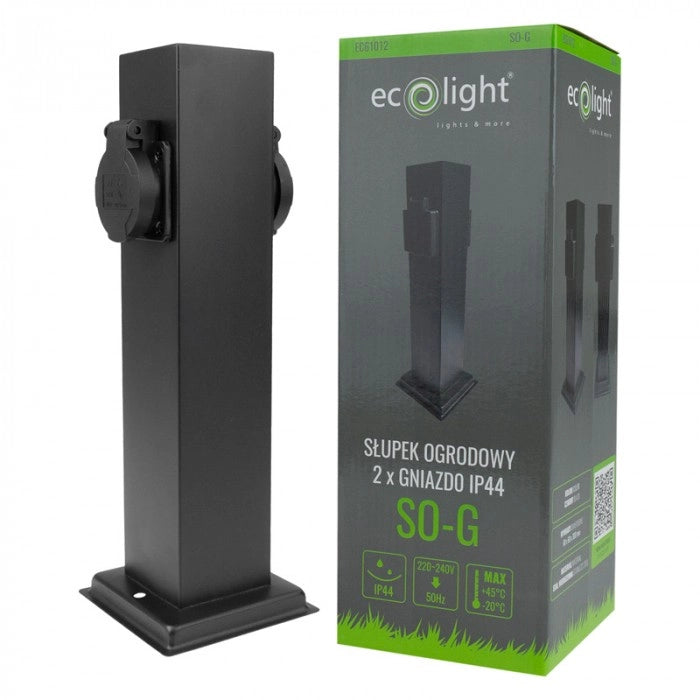 Colonnina presa giardino 2x230V IP44 nera Ecolight