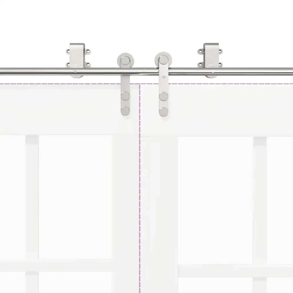 Kit Binari Porta Scorrevole 400 cm Acciaio Inossidabile Argento 3295774
