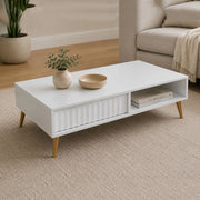 Lipa, Tavolino da Salotto 2 Cassetti, 102x67x35h cm Bianco