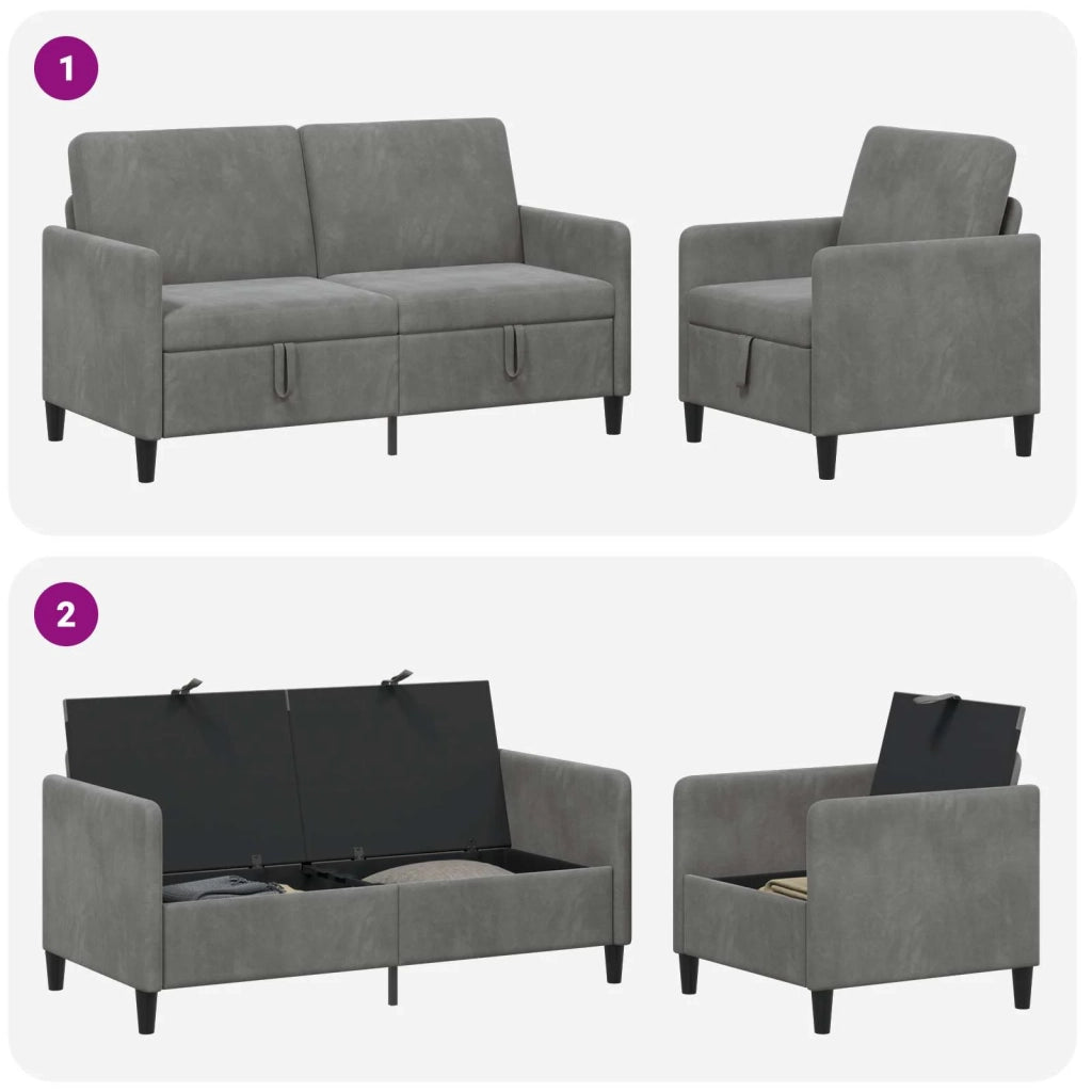Set di Divani con Storage 2 pz Grigio Scuro Poliestere 3429191
