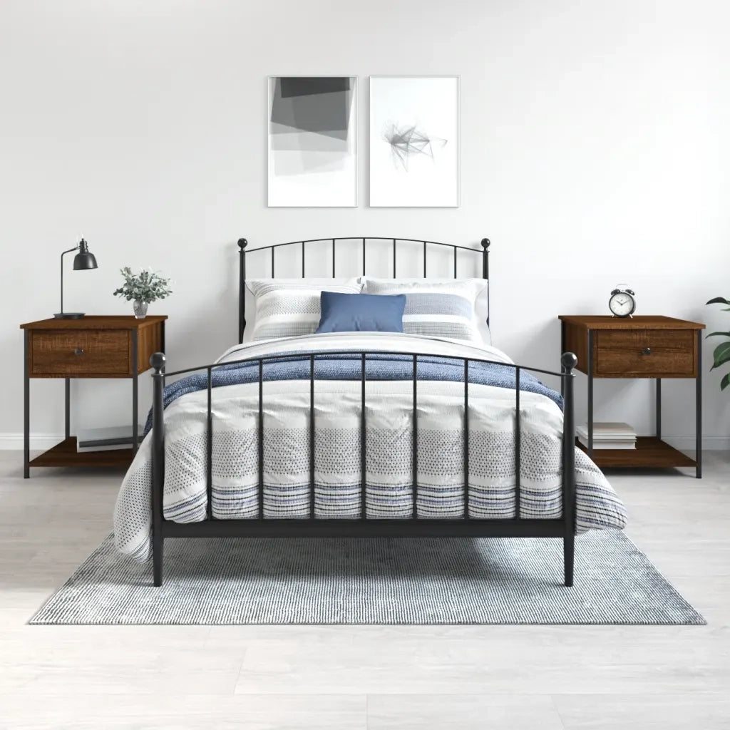 Set di 2 Comodini | Armadio da Notte | Mobiletto da notte Rovere Marrone 44x45x58 cm in Legno Multistrato