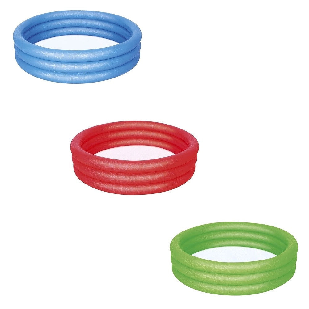 Trade Shop - Piscina Gonfiabile 122x25cm Tinta Unita Effetto Ghiaccio 3 Anelli Giardino 51025 -