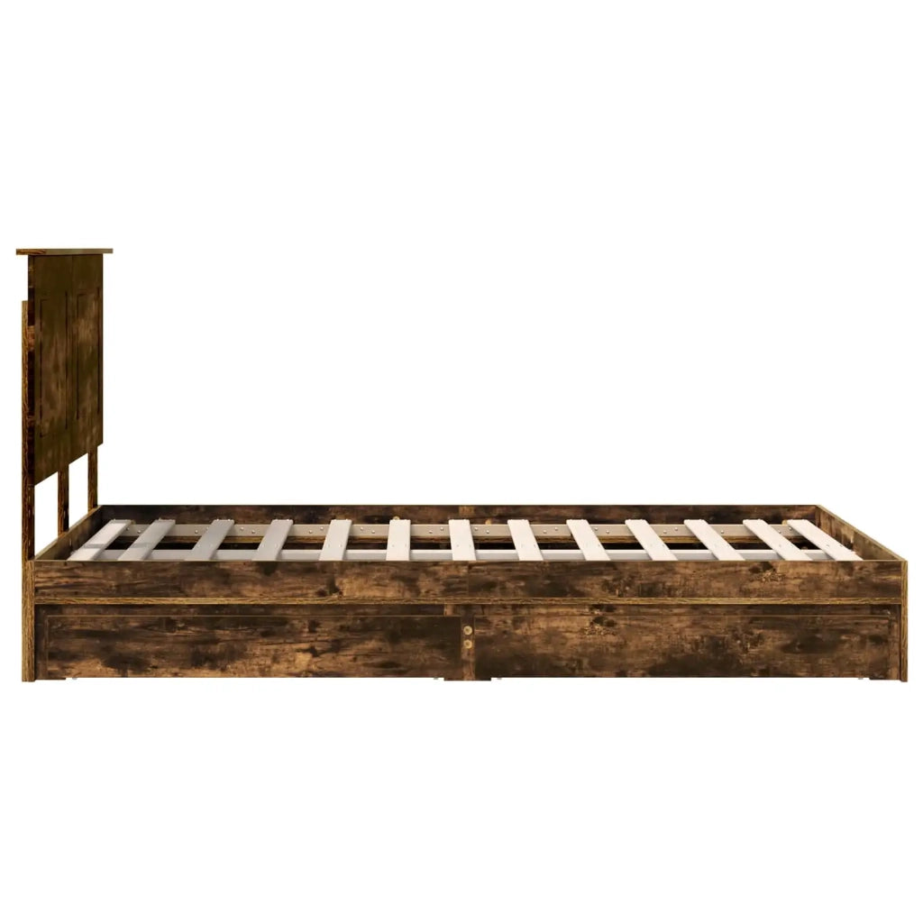 Letto con Contenitore con testiera Rovere fumé 135 x 190 cm 3409563