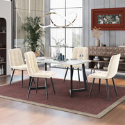 Tavolo da pranzo con 4 sedie, piano rettangolare, in MDF beige, per cucina e sala da pranzo, 117 × 68 × 75 cm