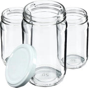 Contenitori in vetro con coperchio - 350 ml - Pesi frutta e verdura - Coperchio a vite - Pesi miele - Pesi conserve - Pesi scorta - Pesi funghi - Pesi marmellata - Pesi miele - 10 pezzi - Contenitori in vetro bianchi con coperchio