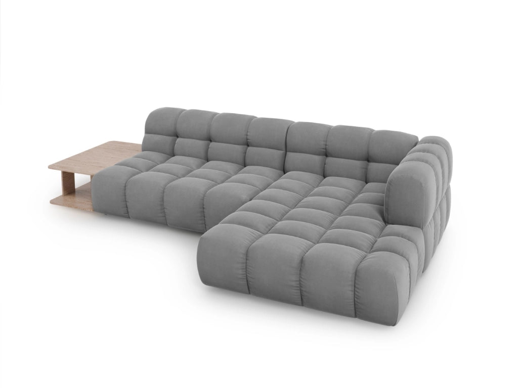 Cosmopolitan Design - Divano angolare modulare destro "Sky" 4 posti in velluto grigio chiaro 