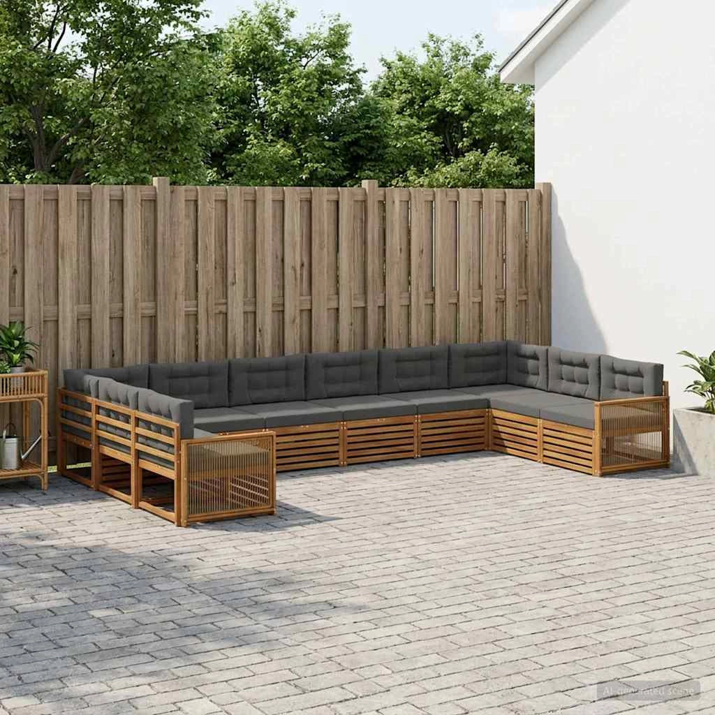 Set divani 10 pz Legno di Acacia Massello 3383900