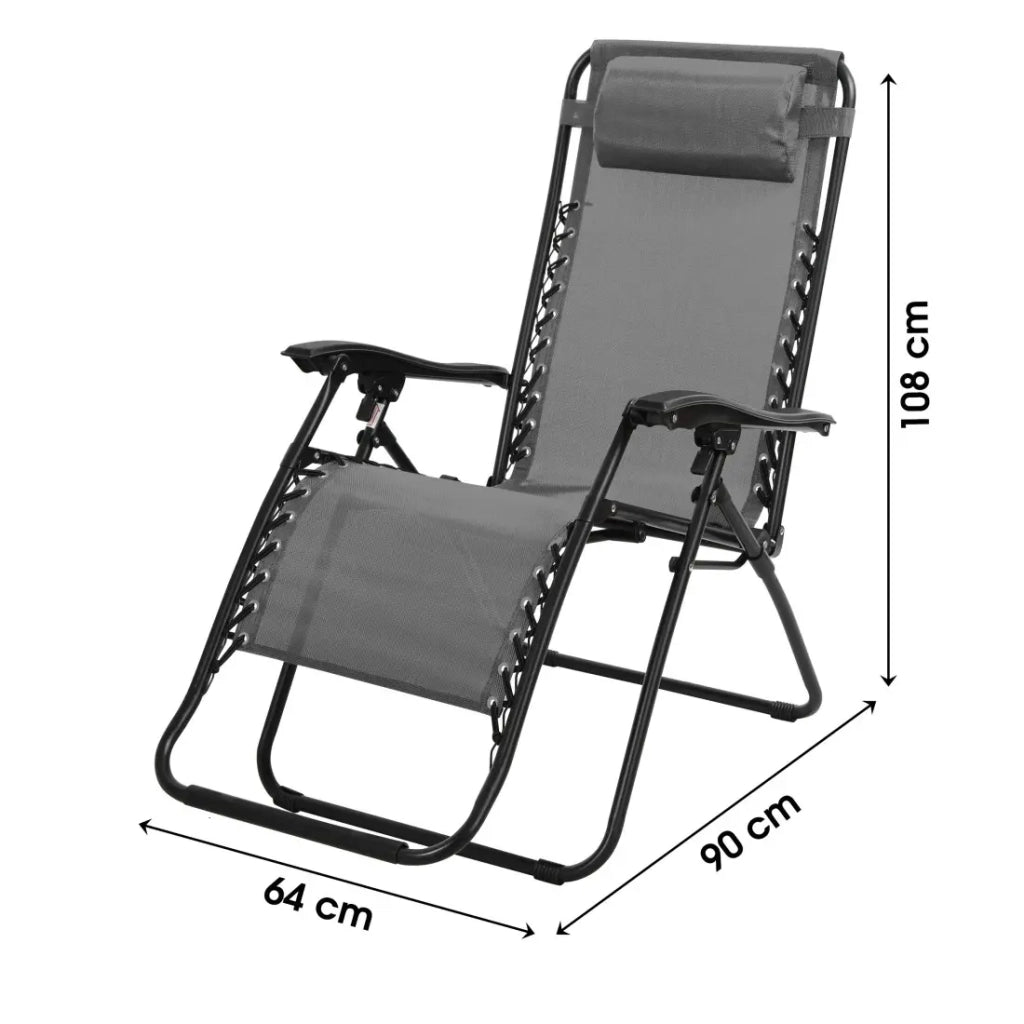 Poltrona relax da esterno colore antracite 90x108x64 cm