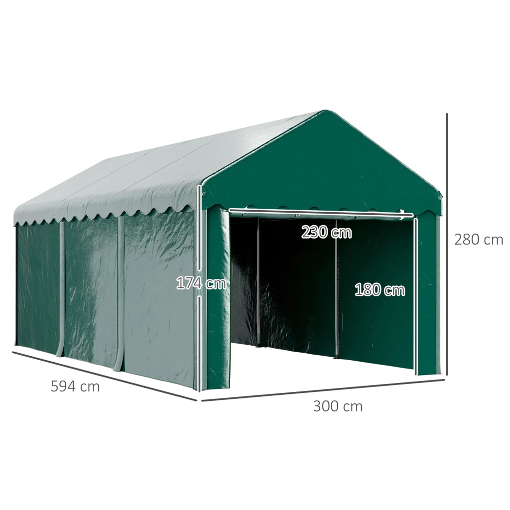 Carport Tende Garage 3x6m con 2 Porte a Rullo ¨C Zephmum ¨C Verde