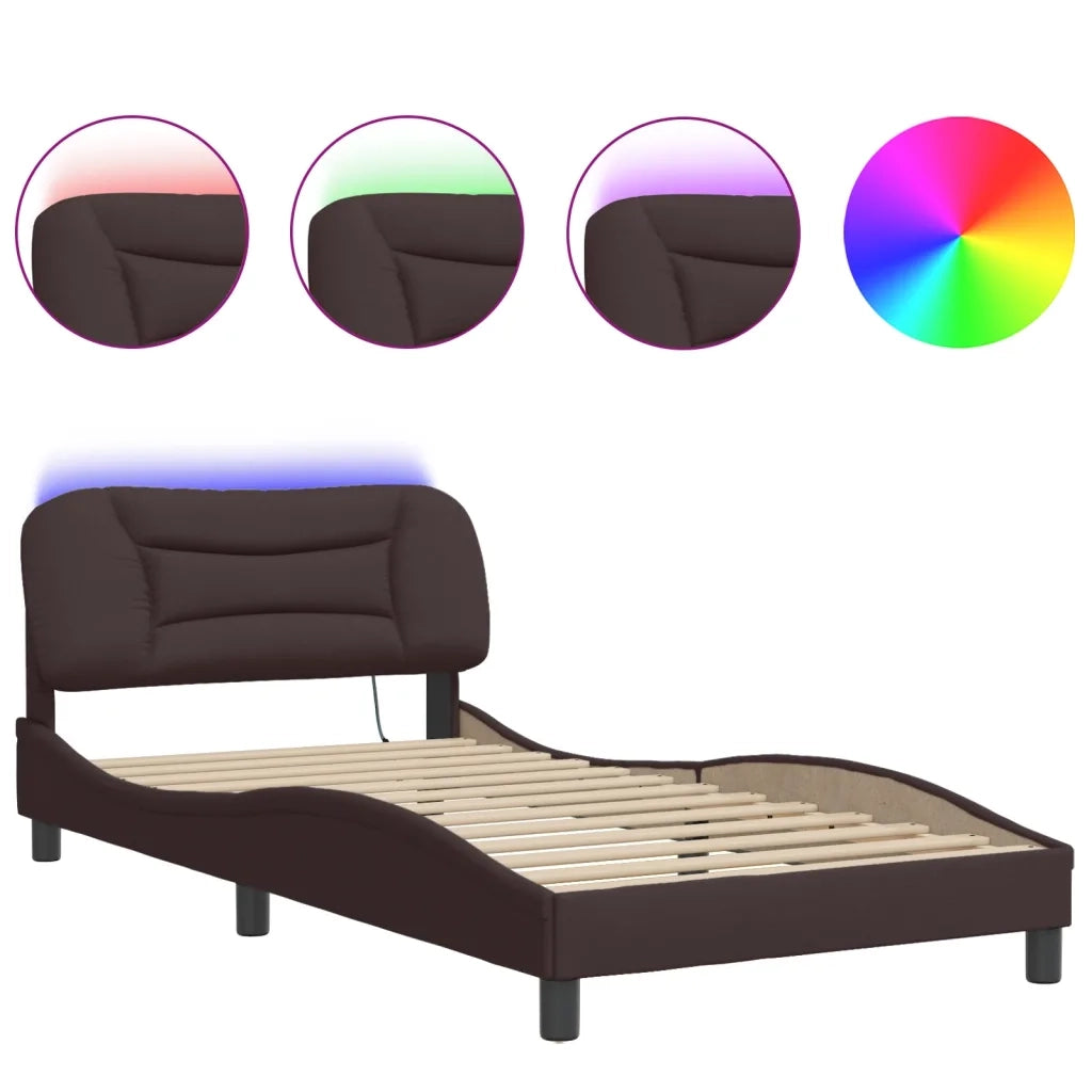Giroletto con LED senza Materasso Hvar Marrone Scuro 100x200 cm 3213686